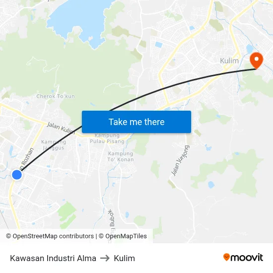 Kawasan Industri Alma to Kulim map