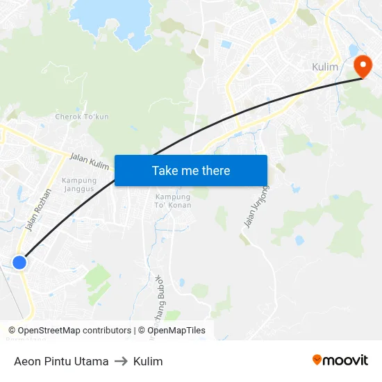 Aeon Pintu Utama to Kulim map