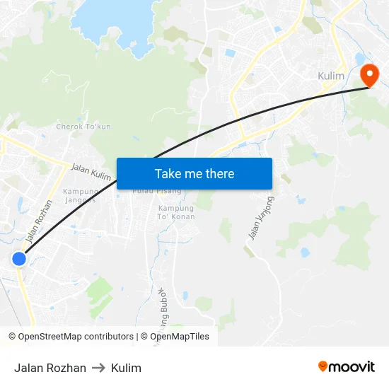 Jalan Rozhan to Kulim map