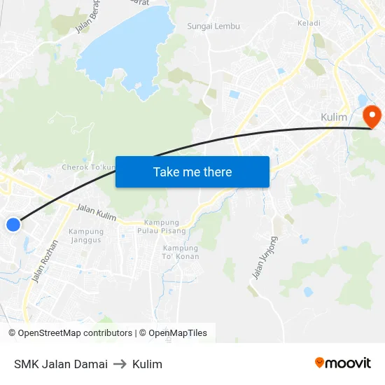 SMK Jalan Damai to Kulim map
