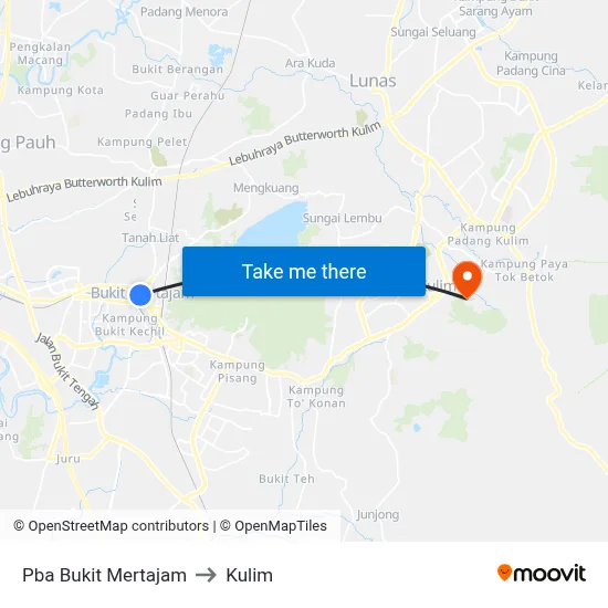 Pba Bukit Mertajam to Kulim map