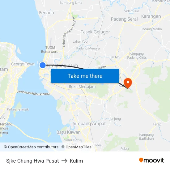 Sjkc Chung Hwa Pusat to Kulim map
