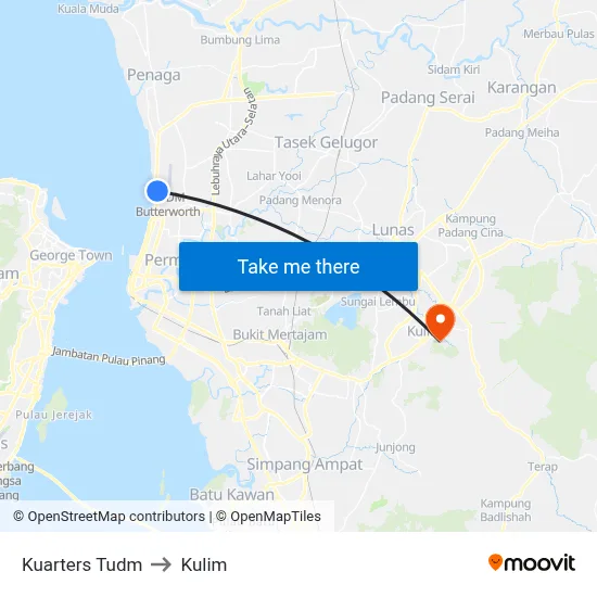 Kuarters Tudm to Kulim map