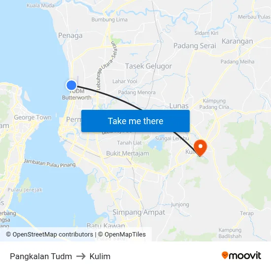 Pangkalan Tudm to Kulim map