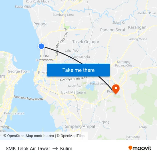 SMK Telok Air Tawar to Kulim map