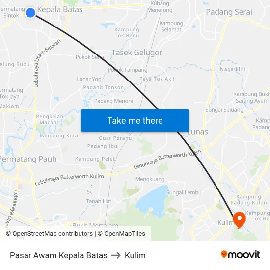 Pasar Awam Kepala Batas to Kulim map