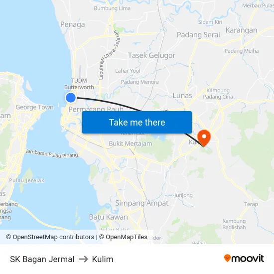 SK Bagan Jermal to Kulim map
