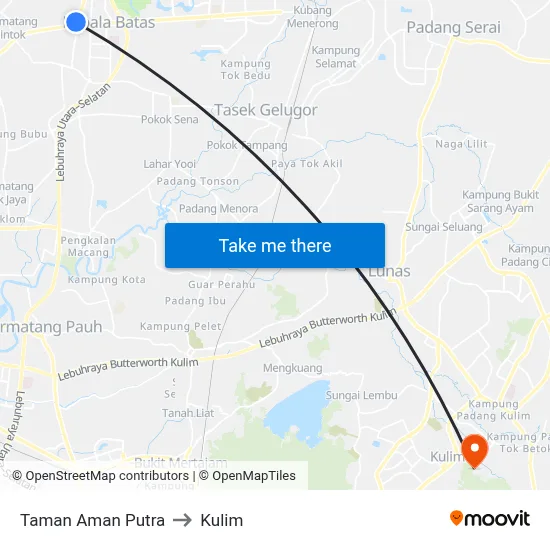 Taman Aman Putra to Kulim map