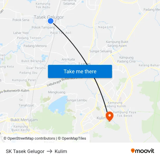 SK Tasek Gelugor to Kulim map