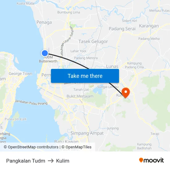 Pangkalan Tudm to Kulim map