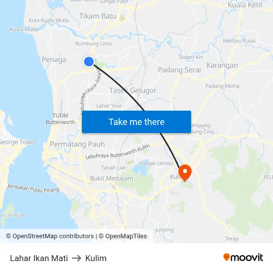 Lahar Ikan Mati to Kulim map