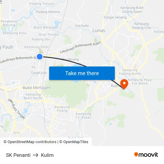 SK Penanti to Kulim map