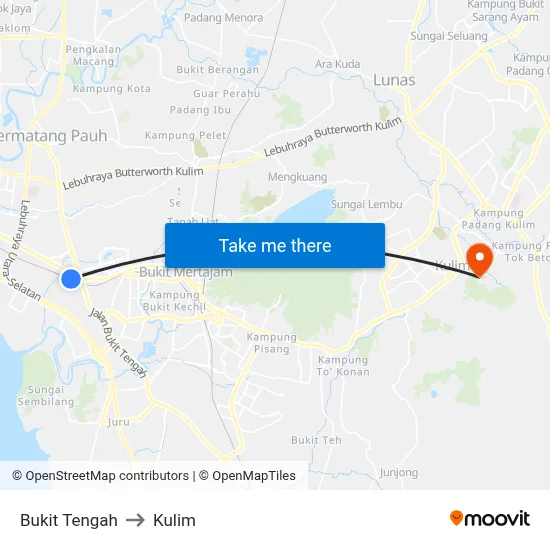 Bukit Tengah to Kulim map