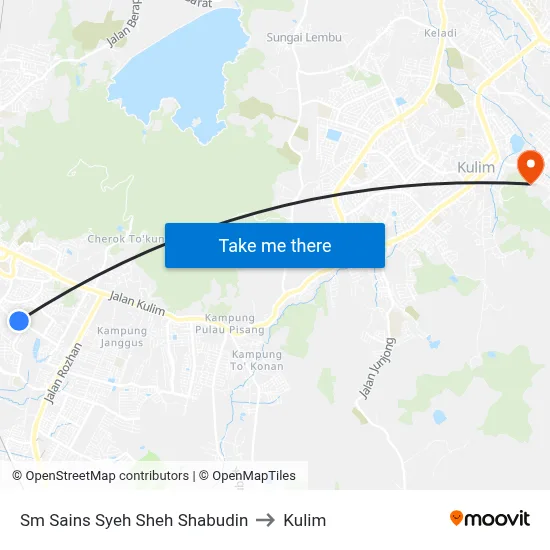 Sm Sains Syeh Sheh Shabudin to Kulim map
