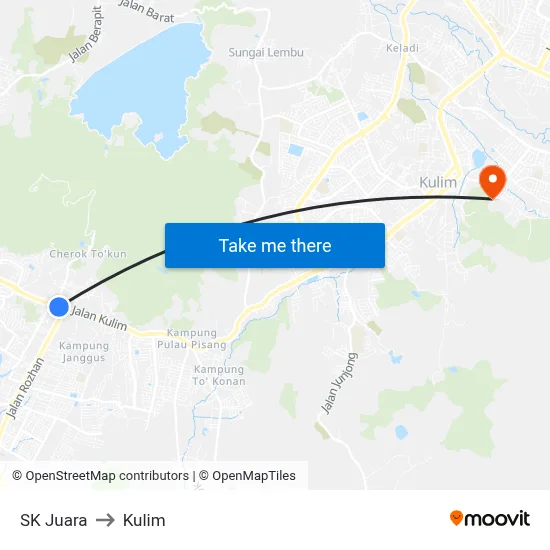 SK Juara to Kulim map