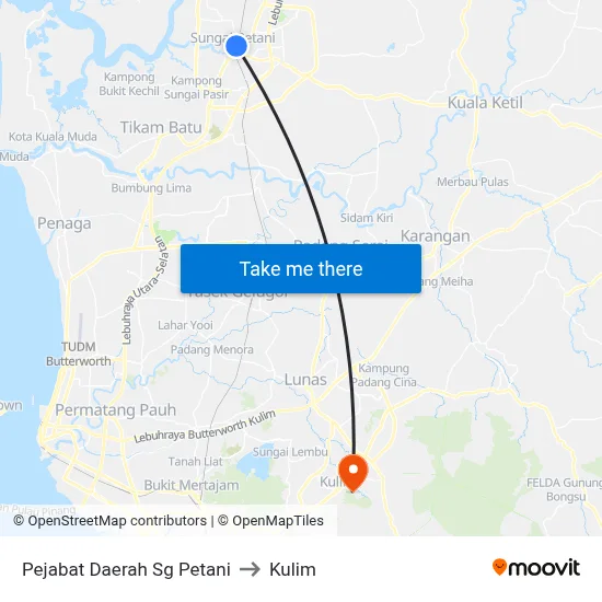 Pejabat Daerah Sg Petani to Kulim map