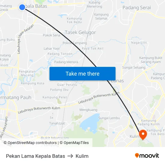 Pekan Lama Kepala Batas to Kulim map