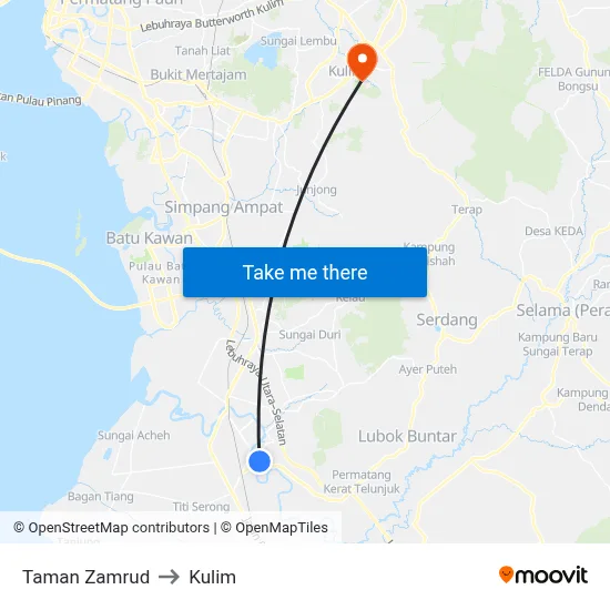 Taman Zamrud to Kulim map