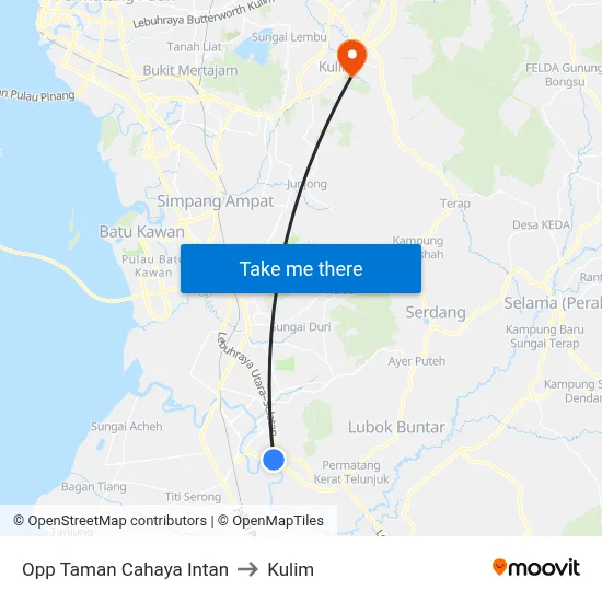 Opp Taman Cahaya Intan to Kulim map