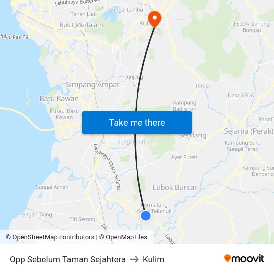 Opp Sebelum Taman Sejahtera to Kulim map