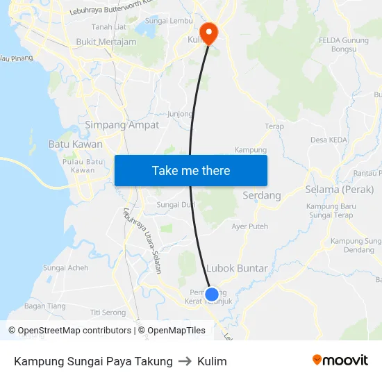 Kampung Sungai Paya Takung to Kulim map