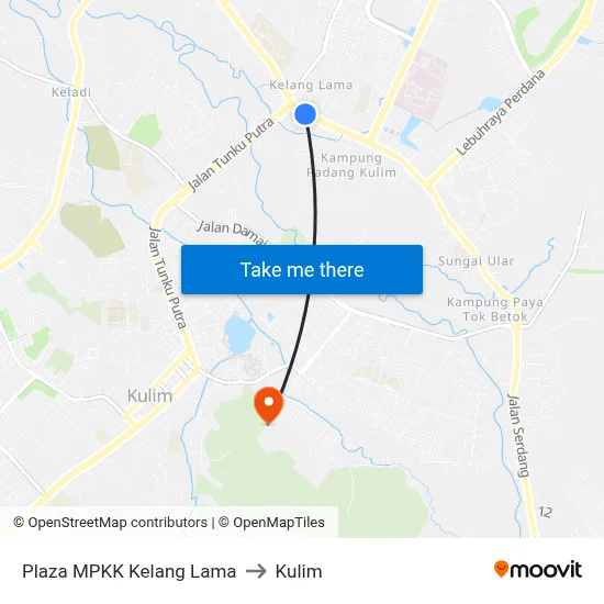 Plaza MPKK Kelang Lama to Kulim map