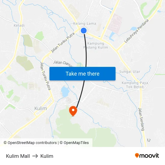 Kulim Mall to Kulim map