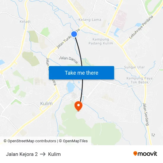 Jalan Kejora 2 to Kulim map