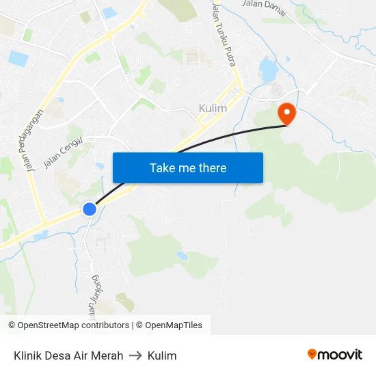Klinik Desa Air Merah to Kulim map