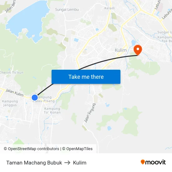 Taman Machang Bubuk to Kulim map