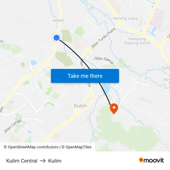 Kulim Central to Kulim map