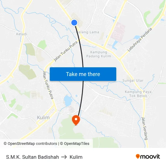 S.M.K. Sultan Badishah to Kulim map
