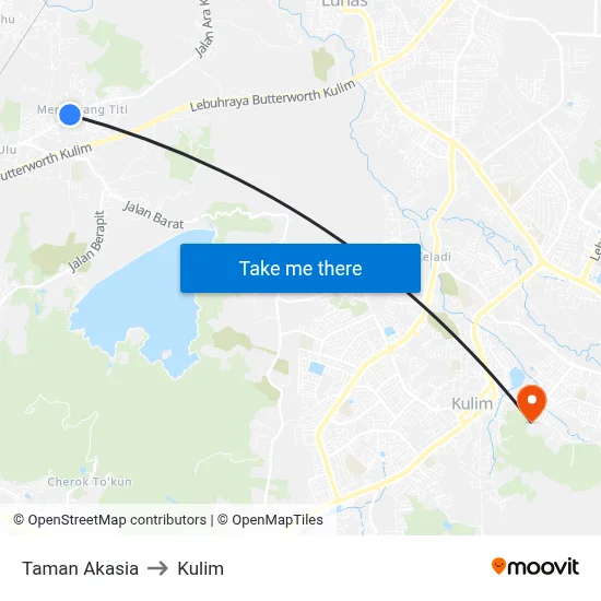 Taman Akasia to Kulim map