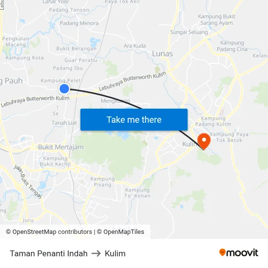 Taman Penanti Indah to Kulim map