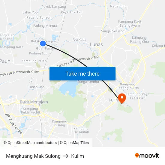 Mengkuang Mak Sulong to Kulim map