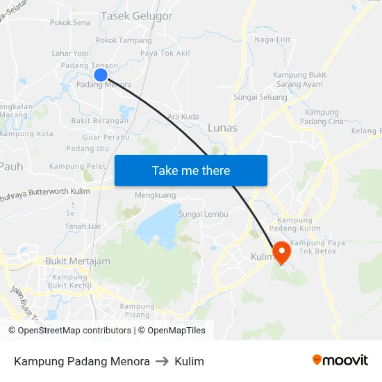 Kampung Padang Menora to Kulim map