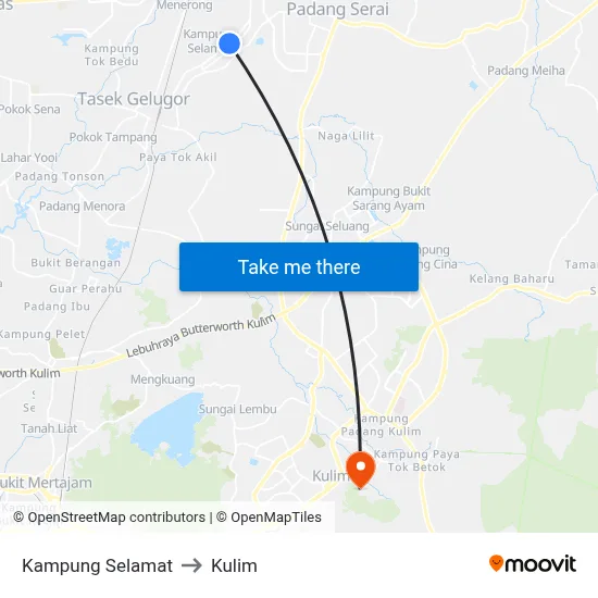 Kampung Selamat to Kulim map