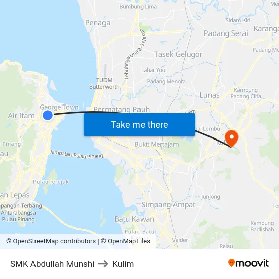 SMK Abdullah Munshi to Kulim map