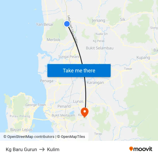 Kg Baru Gurun to Kulim map