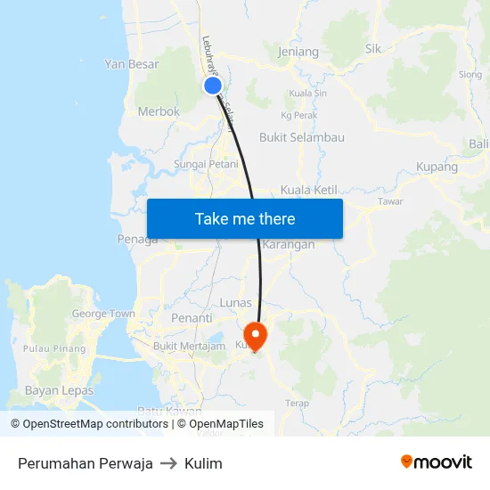 Perumahan Perwaja to Kulim map