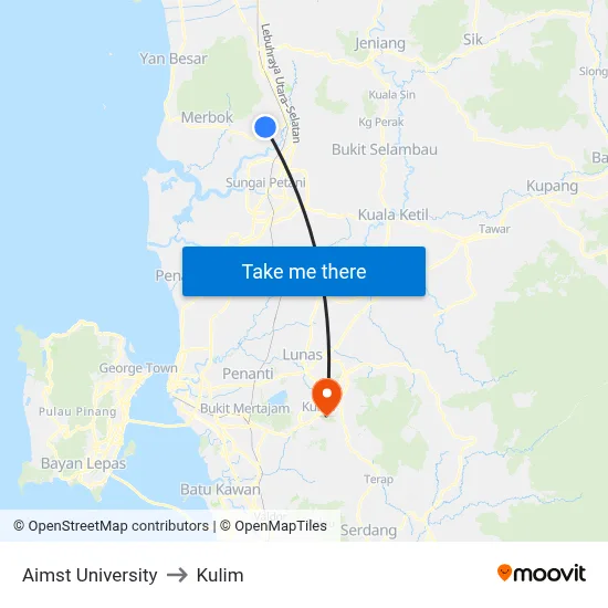 Aimst University to Kulim map