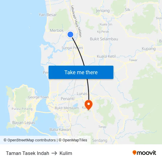 Taman Tasek Indah to Kulim map
