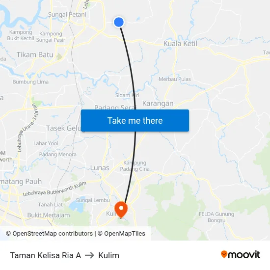 Taman Kelisa Ria A to Kulim map