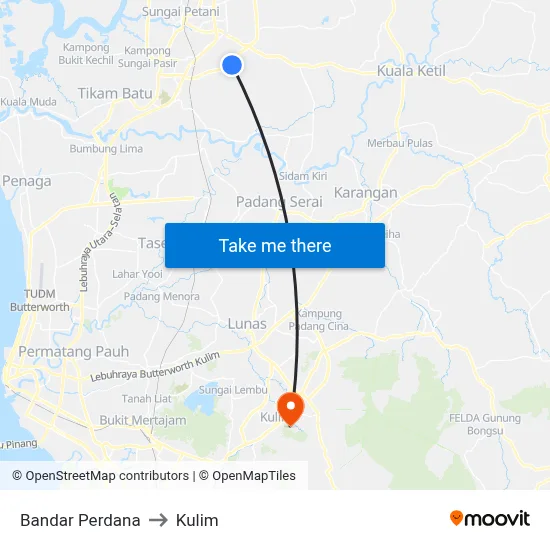 Bandar Perdana to Kulim map
