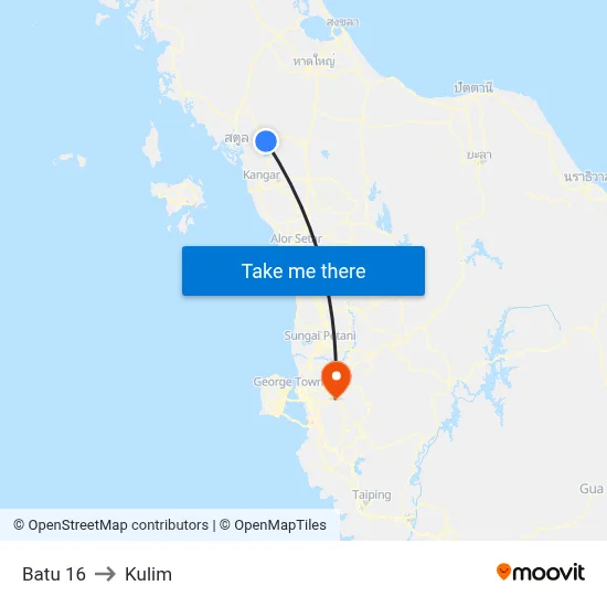 Batu 16 to Kulim map