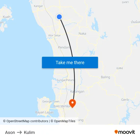 Ason to Kulim map