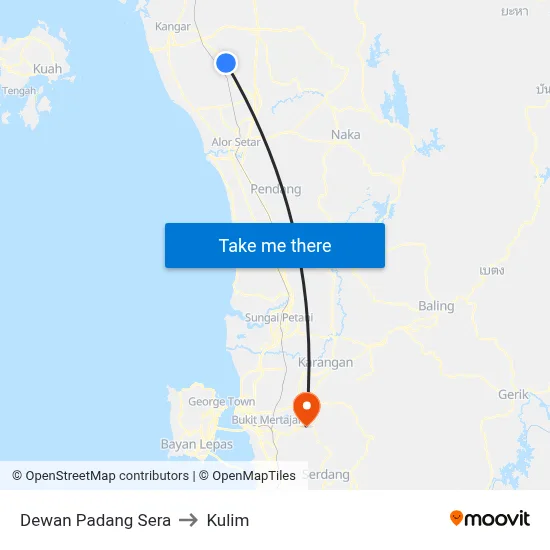 Dewan Padang Sera to Kulim map