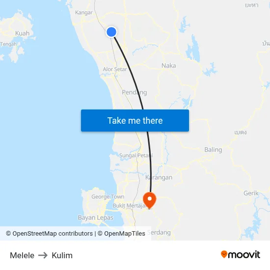 Melele to Kulim map