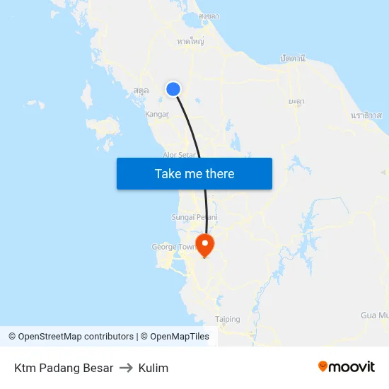 Ktm Padang Besar to Kulim map
