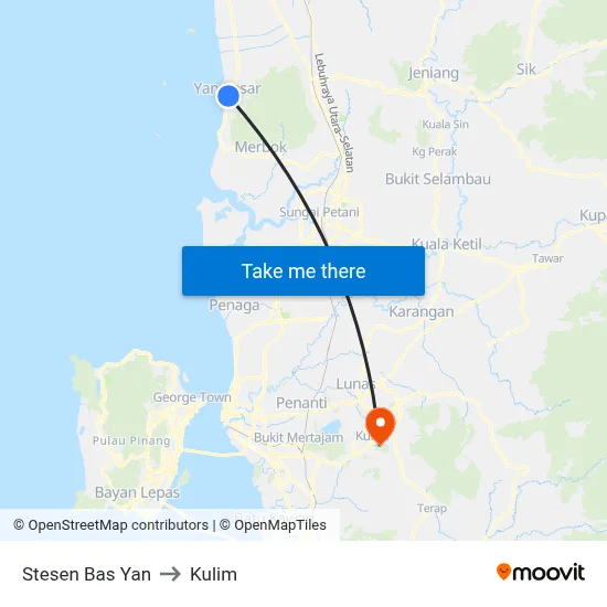 Stesen Bas Yan to Kulim map